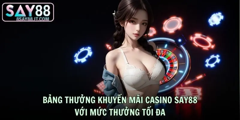 Bảng thưởng khuyến mãi casino SAY88 với mức thưởng tối đa
